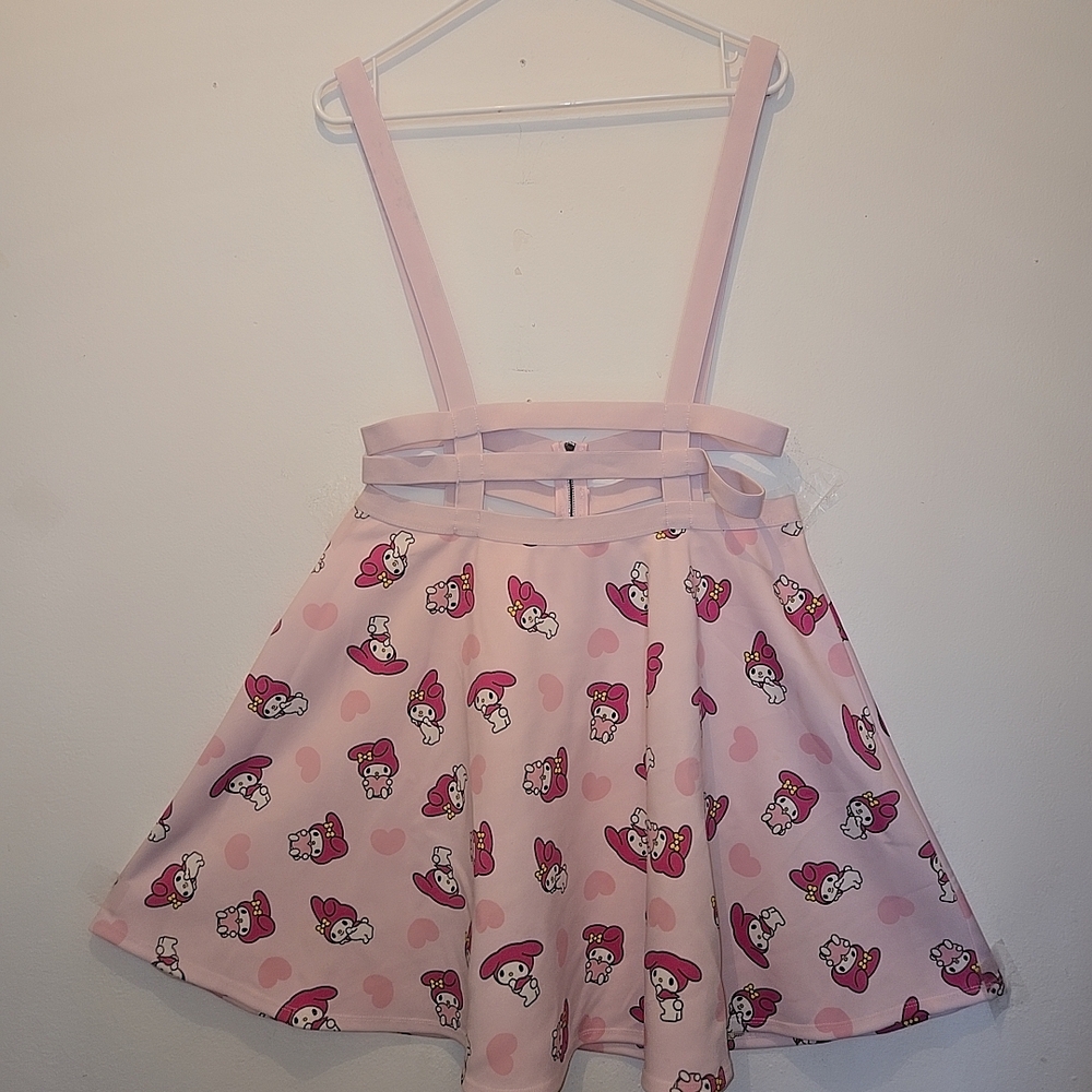 Pink My Melody Skirt with Suspenders